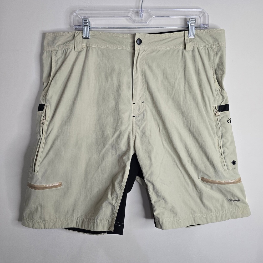 Old Harbor Outfitters Mens Ripstop Fishing Shorts Tan Black Size 42‎ Performance